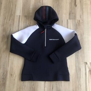 BMW Motorsport Navy and White Quarter Zip Pullover Sweater